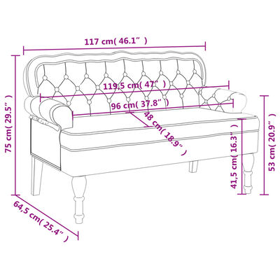 vidaXL Sitzbank mit Rückenlehne Dunkelgrün 119,5x64,5x75 cm Samt