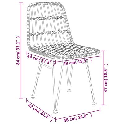 vidaXL Gartenstühle 2 Stk. Schwarz 48x62x84 cm PE-Rattan