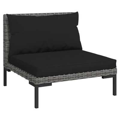 vidaXL 11-tlg. Garten-Lounge-Set mit Kissen Poly Rattan Dunkelgrau