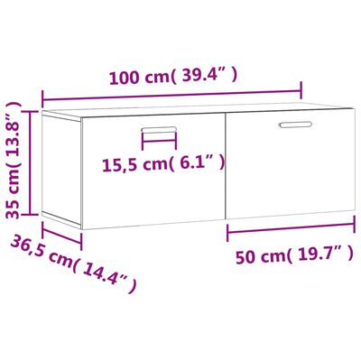 vidaXL Wandschrank Sonoma-Eiche 100x36,5x35 cm Holzwerkstoff