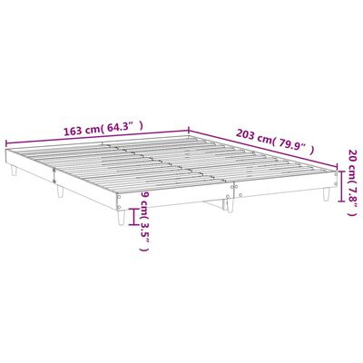 vidaXL Bettgestell ohne Matratze Sonoma-Eiche 160x200 cm Holzwerkstoff