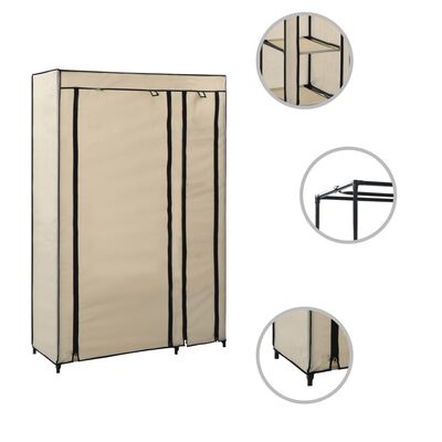 vidaXL Faltschränke 2 Stk. Creme 110x45x175 cm Stoff