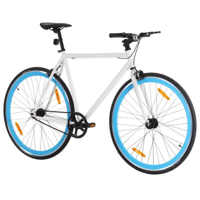 vidaXL Fahrrad mit Festem Gang Weiß und Blau 700c 55 cm