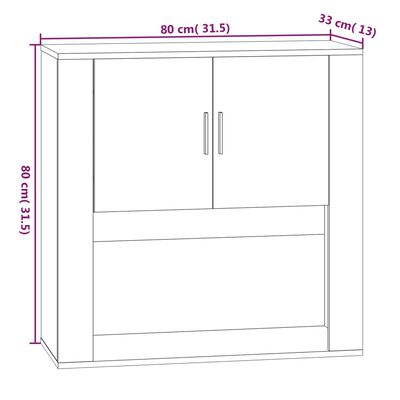 vidaXL Wandschrank Weiß 80x33x80 cm Holzwerkstoff