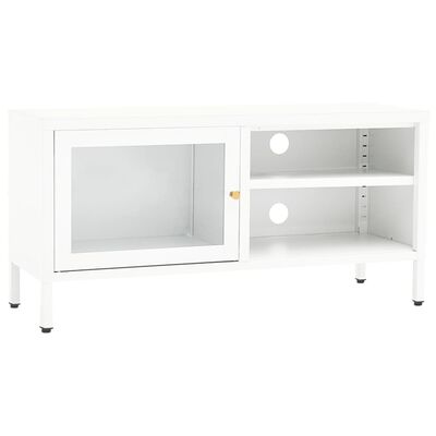 vidaXL TV-Schrank Weiß 90x30x44 cm Stahl und Glas