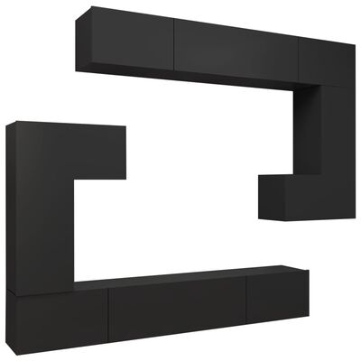 vidaXL 8-tlg. TV-Schrank-Set Schwarz Holzwerkstoff