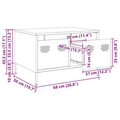 vidaXL TV-Schrank Rosa 68x50x43,5 cm Kaltgewalzter Stahl