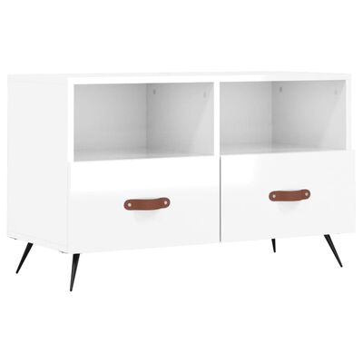 vidaXL TV-Schrank Hochglanz-Weiß 80x36x50 cm Holzwerkstoff