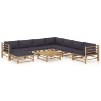 vidaXL 9-tlg. Garten-Lounge-Set mit Dunkelgrauen Kissen Bambus