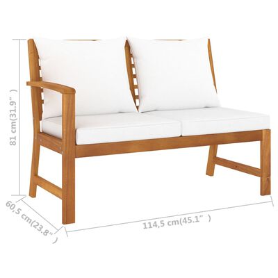 vidaXL 6-tlg. Garten-Lounge-Set mit Auflagen Creme Massivholz Akazie