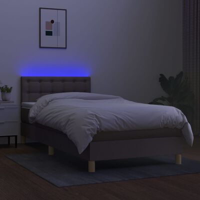 vidaXL Boxspringbett mit Matratze & LED Taupe 100x200 cm Stoff