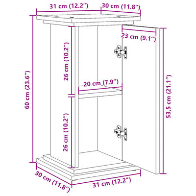 vidaXL Postament mit Stauraum Eichen-Optik 31x30x90 cm Holzwerkstoff