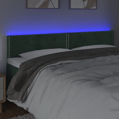 vidaXL LED Kopfteil Dunkelgrün 180x5x78/88 cm Samt