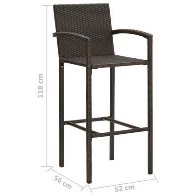 vidaXL 3-tlg. Gartenbar-Set Poly Rattan Braun