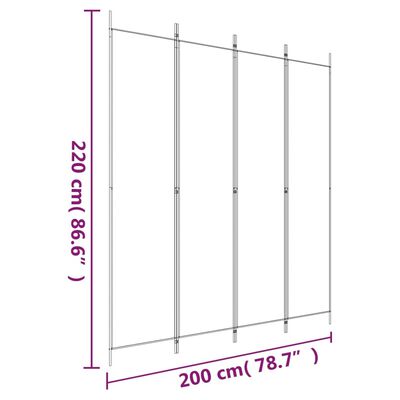 vidaXL 4-tlg. Paravent Schwarz 200x220 cm Stoff