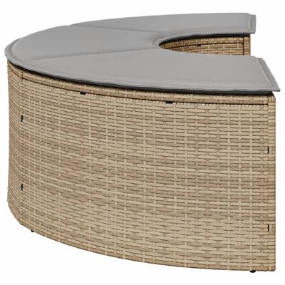 vidaXL Garten-Fußhocker mit Kissen Beige Poly-Rattan