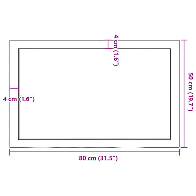 vidaXL Waschtischplatte 80x50x(2-6) cm Massivholz Unbehandelt