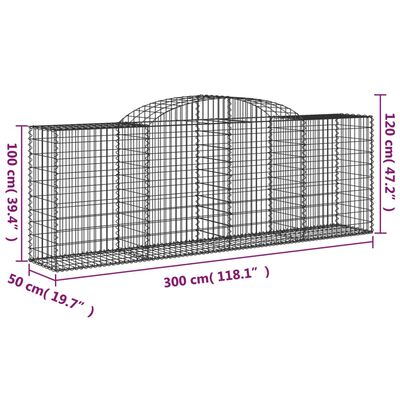 vidaXL Gabionen mit Hochbogen 20 Stk 300x50x100/120cm Verzinktes Eisen