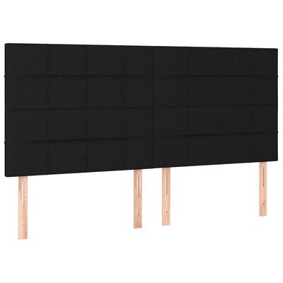 vidaXL LED Kopfteil Schwarz 200x5x118/128 cm Stoff