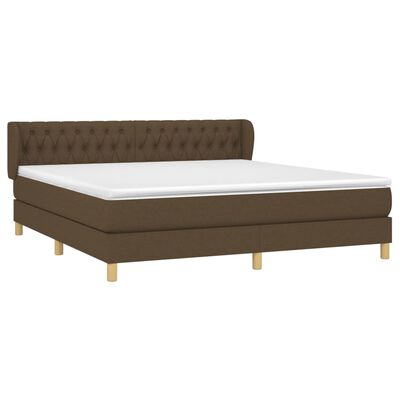 vidaXL Boxspringbett mit Matratze Dunkelbraun 180x200 cm Stoff