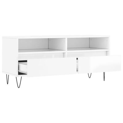 vidaXL TV-Schrank Hochglanz-Weiß 100x34,5x44,5 cm Holzwerkstoff