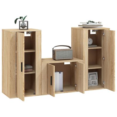 vidaXL 3-tlg. TV-Schrank-Set Sonoma-Eiche Holzwerkstoff