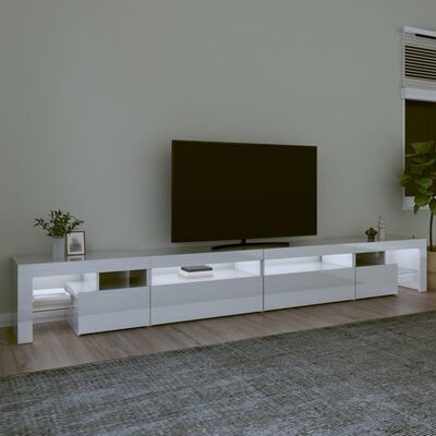 vidaXL TV-Schrank mit LED-Leuchten Hochglanz-Weiß 290x36,5x40 cm