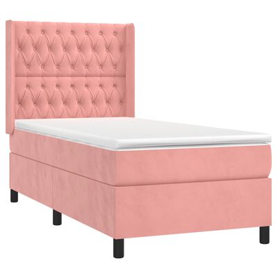 vidaXL Boxspringbett mit Matratze Rosa 100x200 cm Samt