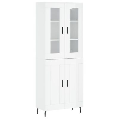 vidaXL Highboard Hochglanz-Weiß 69,5x34x180 cm Holzwerkstoff