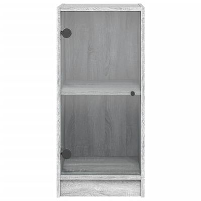 vidaXL Beistellschrank mit Glastüren Grau Sonoma 35x37x75,5 cm