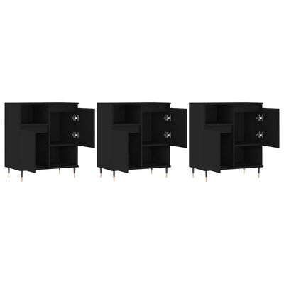 vidaXL Sideboards 3 Stk. Schwarz Holzwerkstoff