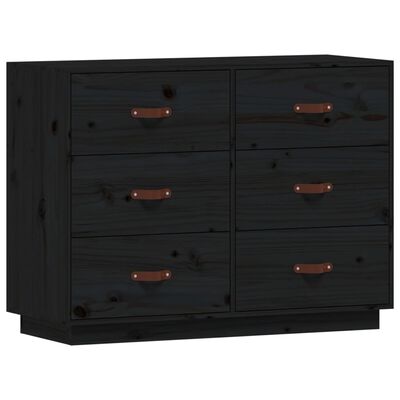 vidaXL Sideboard Schwarz 100x40x75 cm Massivholz Kiefer