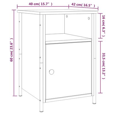 vidaXL Nachttische 2 Stk. Braun Eichen-Optik 40x42x60 cm Holzwerkstoff