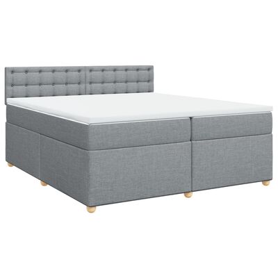 vidaXL Boxspringbett mit Matratze Hellgrau 200x200 cm Stoff