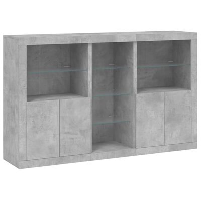 vidaXL Sideboard mit LED-Leuchten Betongrau 162x37x100 cm