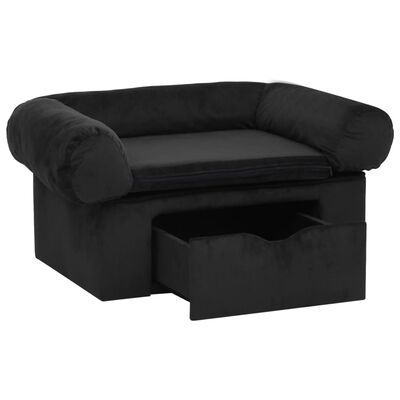 vidaXL Hundesofa mit Schublade Schwarz 75x50x38 cm Plüsch