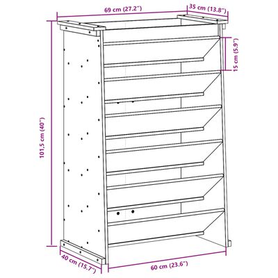 vidaXL Vertikalbeet 6 Fächer 69x40x101,5 cm Kiefernholz Imprägniert