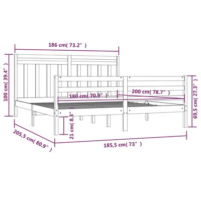 vidaXL Massivholzbett 180x200 cm