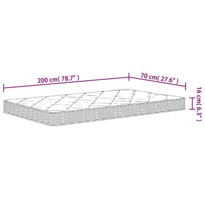 vidaXL Matratze Schaumstoff Mittelweich 70x200 cm