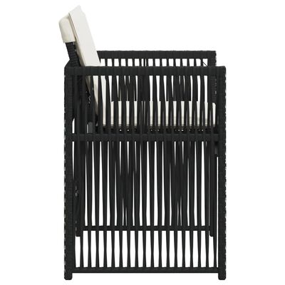 vidaXL Gartenstühle mit Kissen 4 Stk. Schwarz Poly Rattan