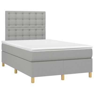 vidaXL Boxspringbett mit Matratze & LED Hellgrau 120x190 cm Stoff