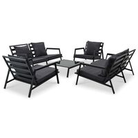 vidaXL 5-tlg. Garten-Lounge-Set mit Auflagen Aluminium Dunkelgrau