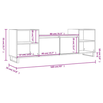 vidaXL TV-Schrank Räuchereiche 160x35x55 cm Holzwerkstoff