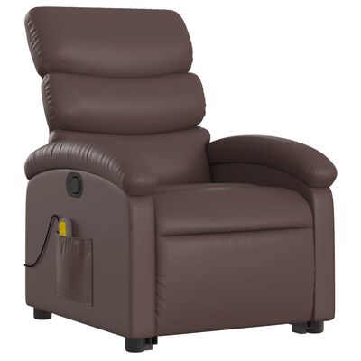 vidaXL Massagesessel mit Aufstehhilfe Braun Kunstleder