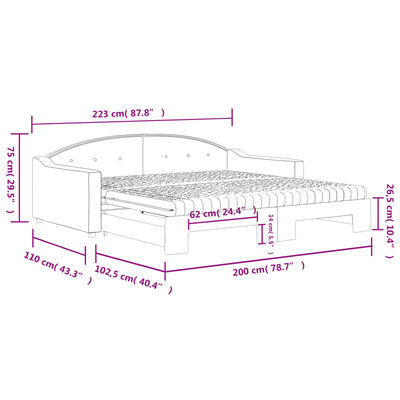 vidaXL Tagesbett Ausziehbar mit Matratzen Schwarz 100x200 cm Stoff