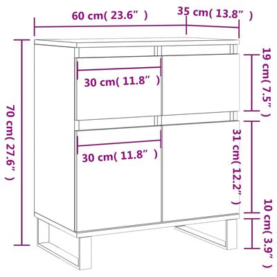 vidaXL Sideboard Braun Eichen-Optik 60x35x70 cm Holzwerkstoff