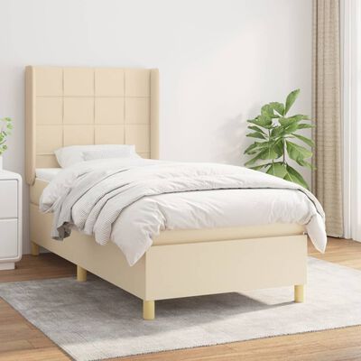 vidaXL Boxspringbett mit Matratze Creme 80x200 cm Stoff