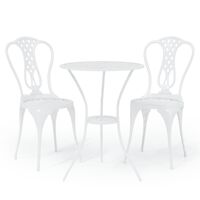 vidaXL 3-tlg. Bistro-Set Aluminiumguss Weiß