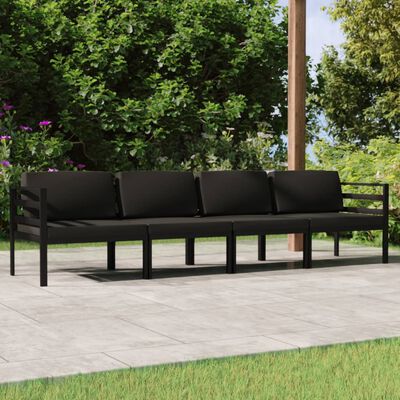 vidaXL 4-tlg. Garten-Lounge-Set mit Kissen Aluminium Anthrazit