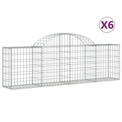 vidaXL Gabionen mit Hochbogen 6 Stk. 200x30x60/80 cm Verzinktes Eisen